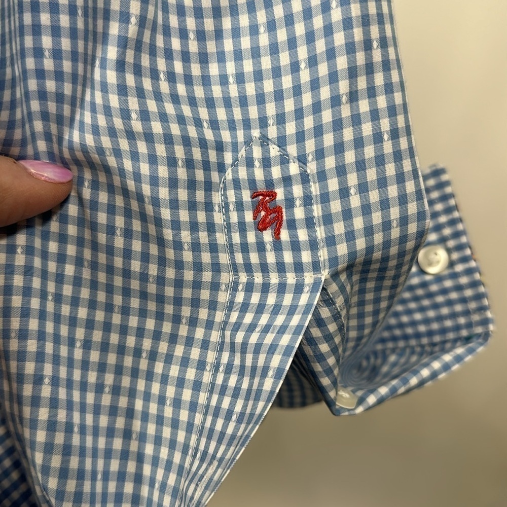 Robert Graham blue and white button-down dress shirt size XL - Picture 9 of 13